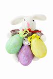 Easter bunny and colorful eggs 