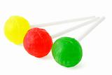 Three colorful lollipops