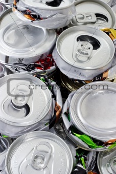 Crushed cans for recycling