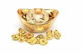 Chinese new year gold coins and ingots ornament