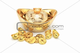 Chinese new year gold coins and ingots ornament