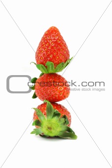 Stack of three strawberries