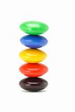Stack of colorful button candies 