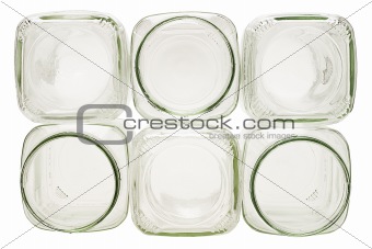 Stack of empty glass containers