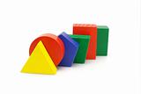 Colorful wooden geometric blocks