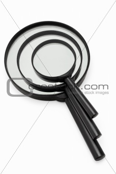 Stack of three magnifying glasses 