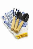 Garden tools and cotton gloves