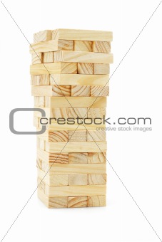 Wooden building blocks tower