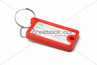 Red plastic key label 