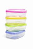 Four plastic storage containers