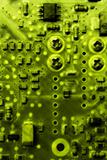 Abstract green background of blurred old circuit board