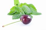 Fresh green spearmint  and cherry