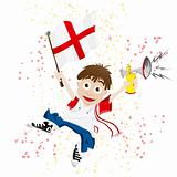 England Sport Fan with Flag and Horn