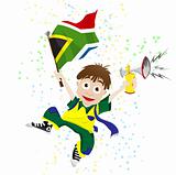 South Africa Sport Fan with Flag and Horn