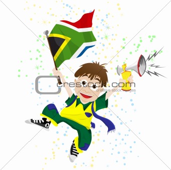 South Africa Sport Fan with Flag and Horn