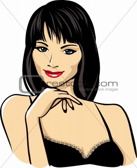 beauty woman face with red lips vector portrait 