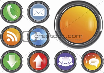 Metallic stylish modern communication icon set