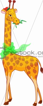 Cartoon illustration giraffe with scarf