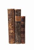Three antique books isolated