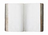 Old book with blank pages isolated