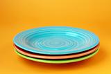 colorful plastic tableware and napkins for picnics