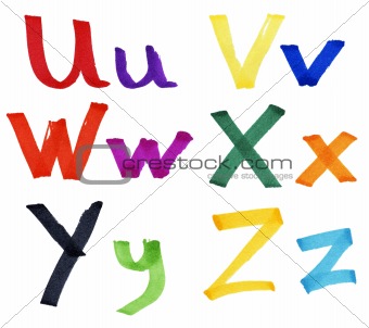 Letters U-Z in ink marker