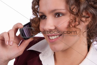 Business woman talking on a mobile phone