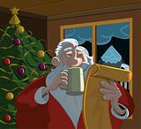 Cartoon Santa with a white beard