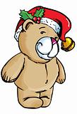 Cartoon Bear with santa hat
