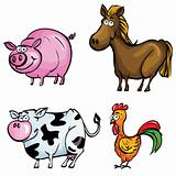 Cartoon set of farm animals