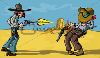 Cartoon cowboy shootout
