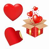 Red Gift Box And Hearts