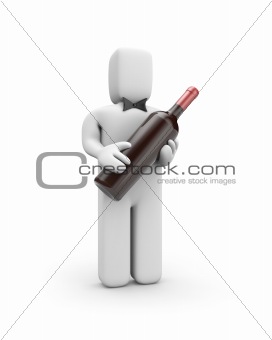Person holds a bottle of wine
