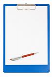 blank clipboard with a pen