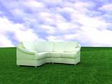 Sofa on a background a lawn