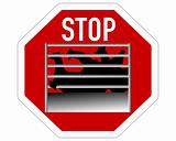 Stop sign caging of hen