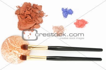 powder for makeup and two brush