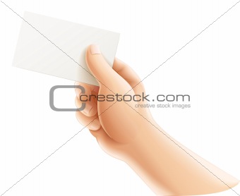 human hand with business card