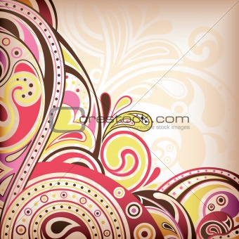 Abstract Pink Floral Scroll