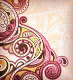 Abstract Pink Floral Scroll