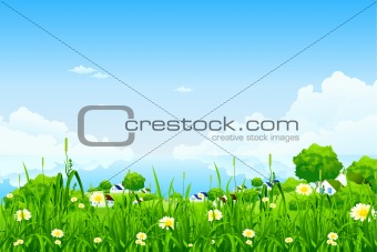 Green Landscape with clouds
