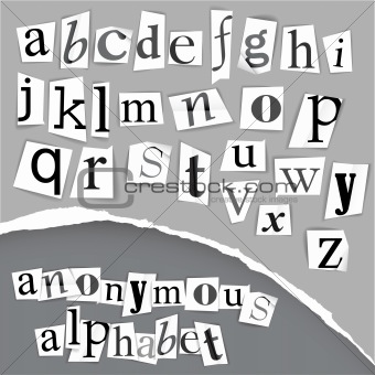 Anonymous alphabet made from newspapers