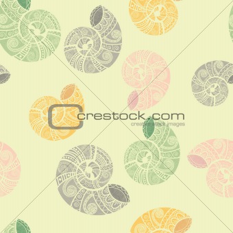 vector seamless background with ethnic snails