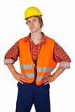 Young worker with visibility vest 