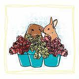 rabbits with flowers