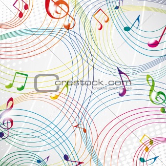 Colourful music note on a grey background eps10.