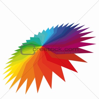 3D Colorful geometric flower on a white background.