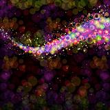 Abstract glowing multi colored Circles and Snowflakes with Dark Background