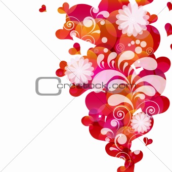 Abstract fly hearts. Vector image.