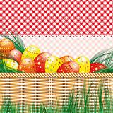 Easter background with eggs and picnic motives.